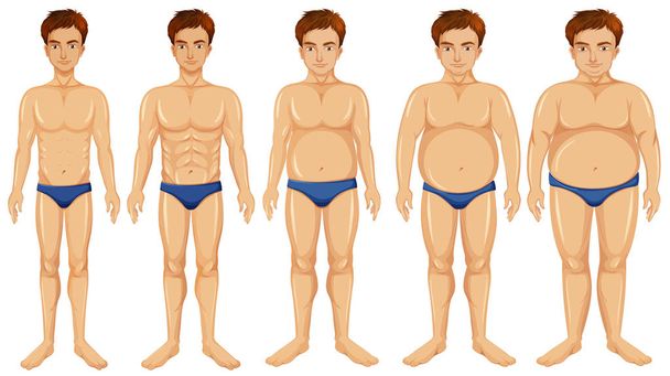 A férfi test transzformáció illusztráció - Vektor, kép