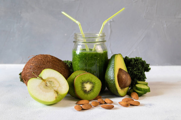 Healthy green smoothie vegetables and fruits - Фото, зображення