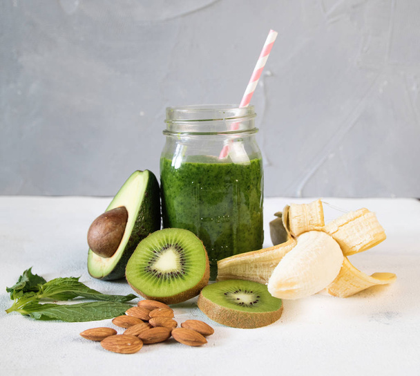 Healthy green smoothie vegetables and fruits - Photo, image
