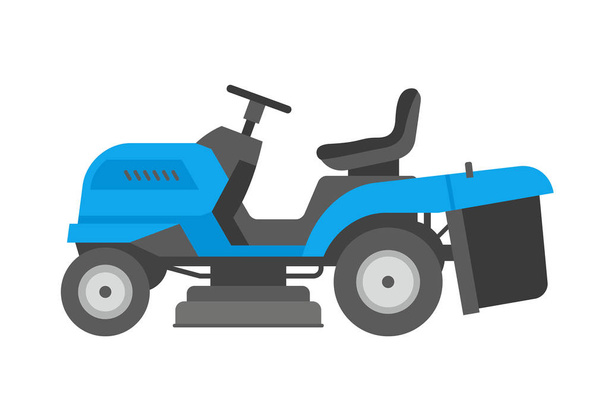 Blue  lawnmower. flat style. isolated on white background - Vector, Image