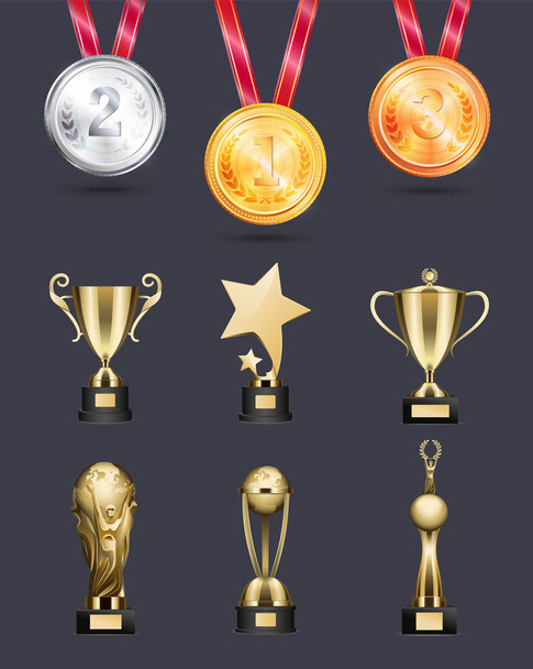 Medal and Achievements Icons Isolated Collection - Вектор, зображення
