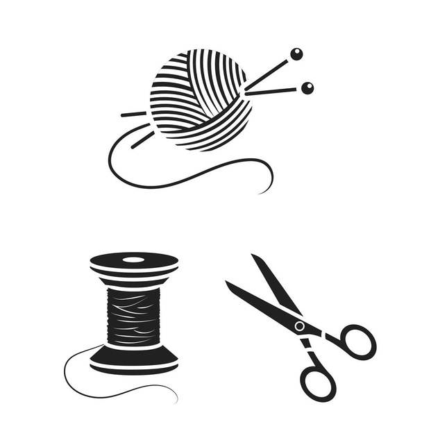 Atelier en naaien zwarte pictogrammen in set collectie voor design. Uitrusting en gereedschap voor naaien vector symbool voorraad web illustratie. - Vector, afbeelding