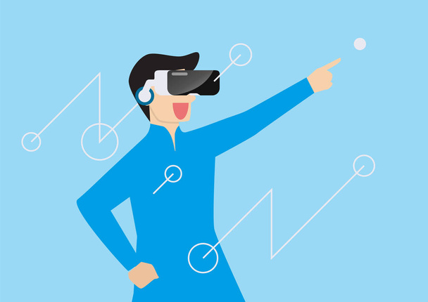 Man using virtual reality headset. vector illustration - Vector, Image