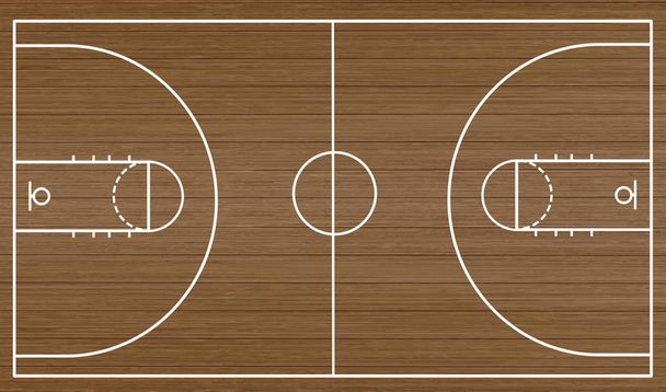 Basketball court floor on hardwood textured background, vector illustration - Vector, Image