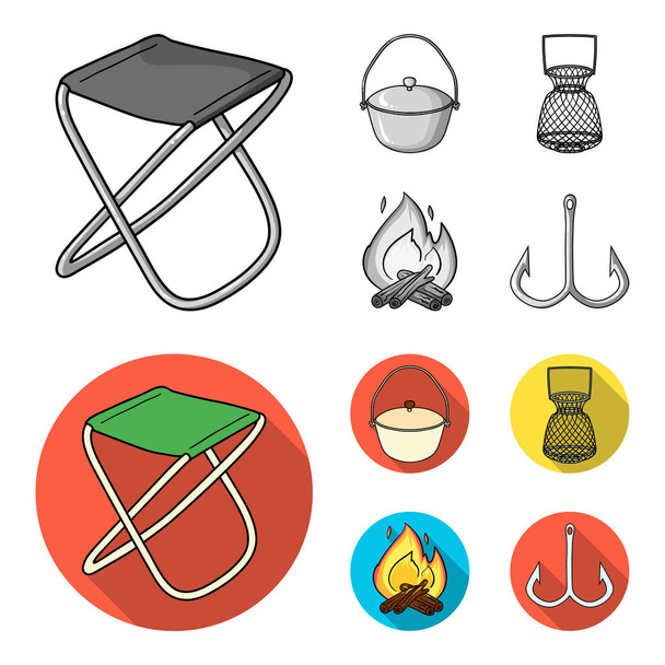Catch, hook, mesh, caster .Fishing set collection icons in monochrome,flat style vector symbol stock illustration web. - Vektor, Bild