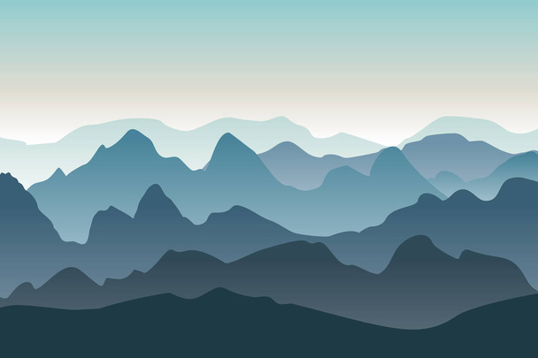 Mountains vector landscape. Nature background in the morning. Peaked mountain ranges. - Vektor, kép