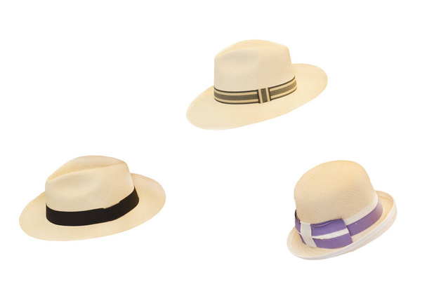 Három nyári kalap elszigetelt fehér - Fotó, kép