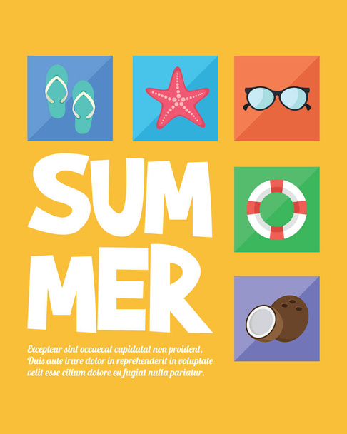Verão praia festa feriado cartaz vetor ilustração
 - Vetor, Imagem