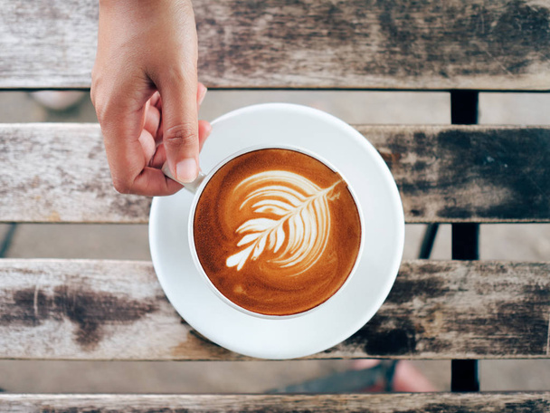coffee latte art in coffee shop cafe - Foto, Imagen