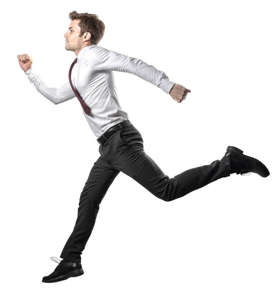 jumping businessman isolated on white - Fotó, kép