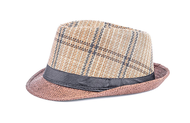 Vintage stro hoed voor man geïsoleerd op wit. - Foto, afbeelding