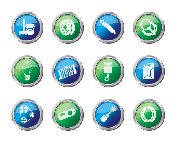Car Parts and Services icons over colored background - Vector Icon Set 2 - Vector, Imagen