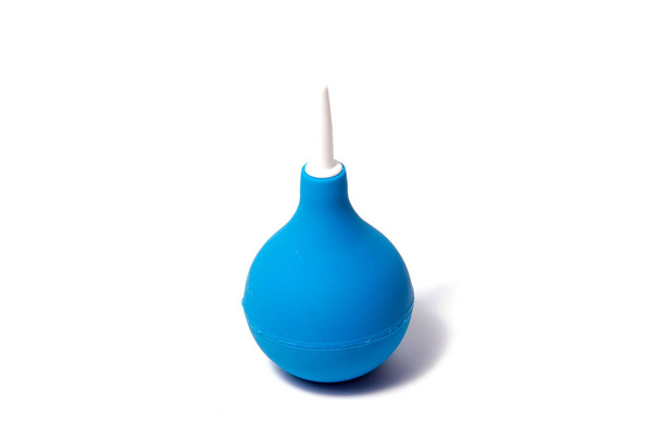 lâmpada azul da seringa do enema ot. Isolado em branco
  - Foto, Imagem
