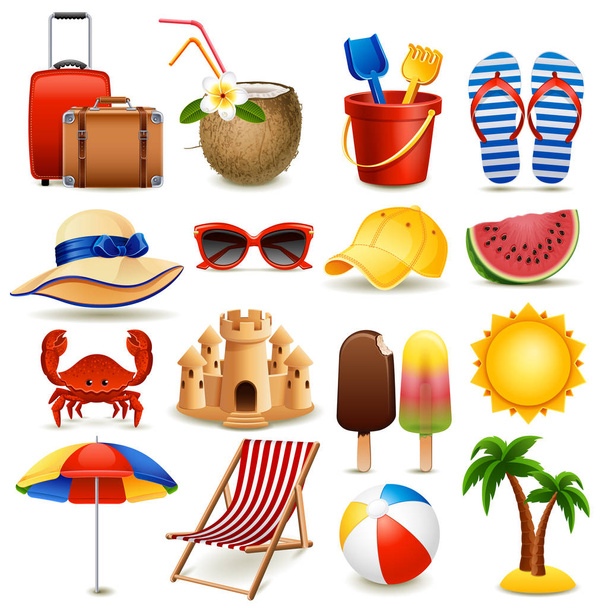 Beach icon set - Вектор,изображение