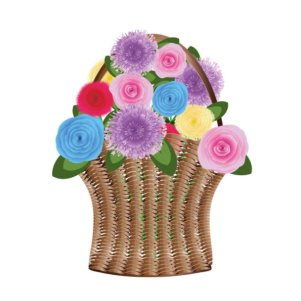 Basket of flowers - Vector, Image