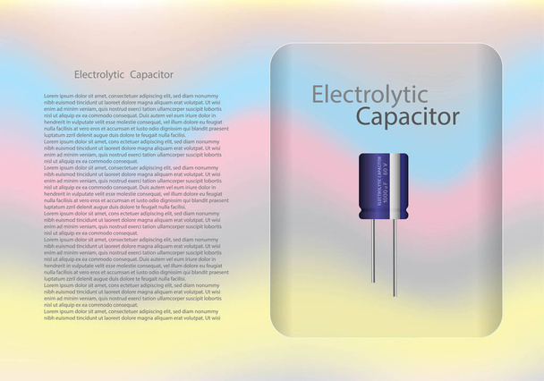 Elektrolytische condensator diagram en tekst informatie patroon op glas banner, vector illustratie ontwerp, eps10  - Vector, afbeelding