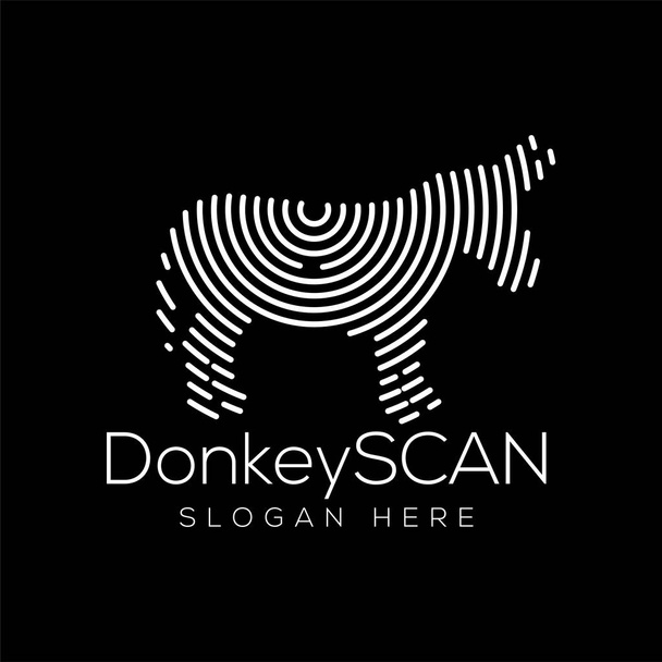 Donkey Scan Technology Elemento vetor Logo. Modelo de logotipo de tecnologia animal
 - Vetor, Imagem