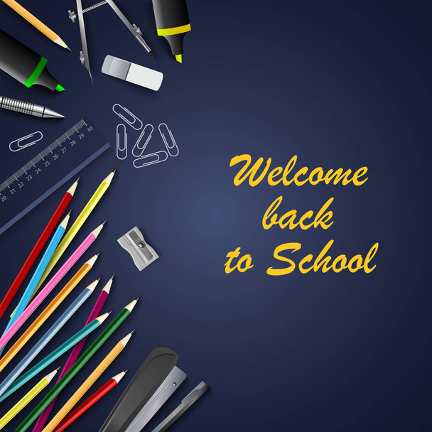 Back to school with aids on blue background vector eps 10 - Vector, Image