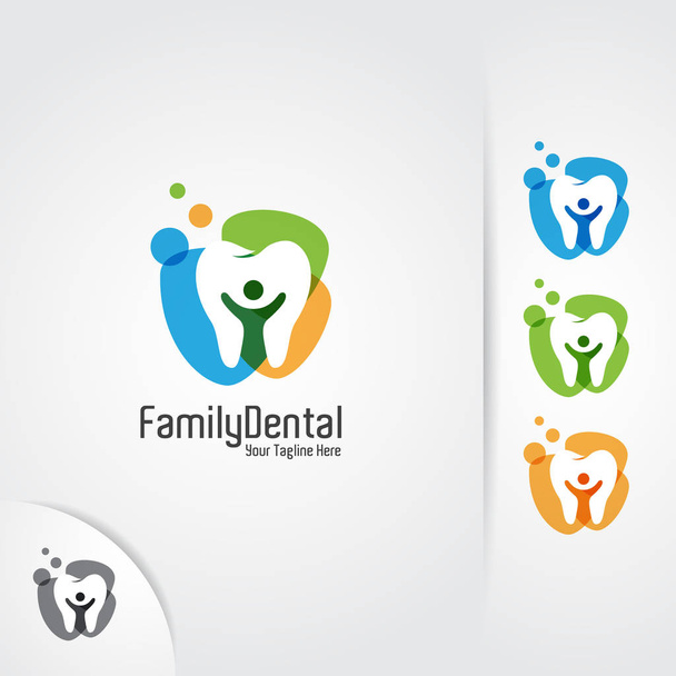 Fogászati logo tervezés. Fogak és családi vektor-koncepció fogorvos, fogászati klinika és fogászati ellátás. - Vektor, kép
