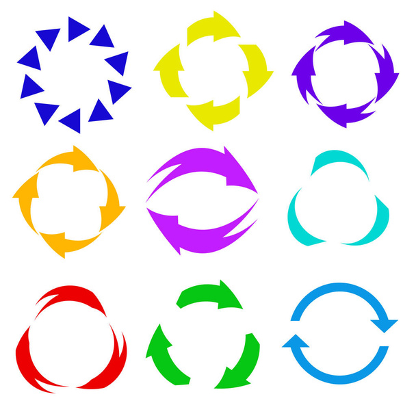 Circle arrow icon. Refresh and reload arrow icon. Rotation vector arrows set. Vector illustartion - Vector, Imagen