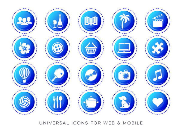 Universal web lazer e ícones móveis
 - Vetor, Imagem