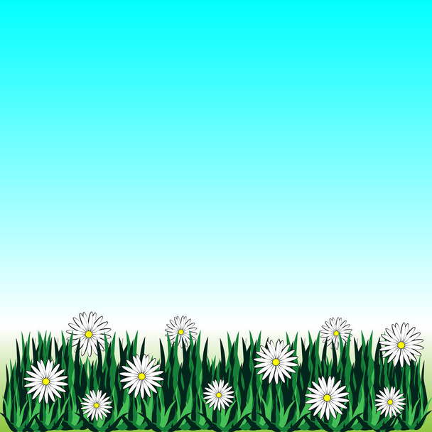 青の背景に分離された草の花します。ベクトル図. - ベクター画像