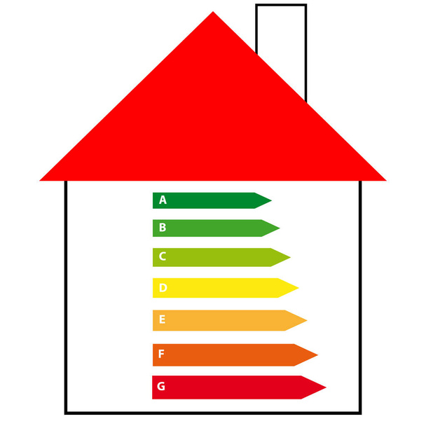 Energetické štítky s domů na bílém pozadí. Vektorové ilustrace - Vektor, obrázek