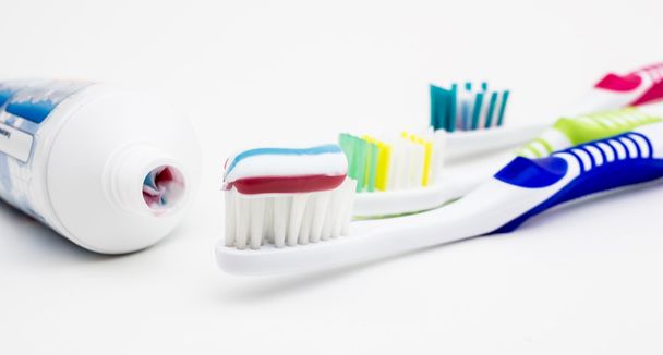 歯磨きで歯ブラシ - 写真・画像