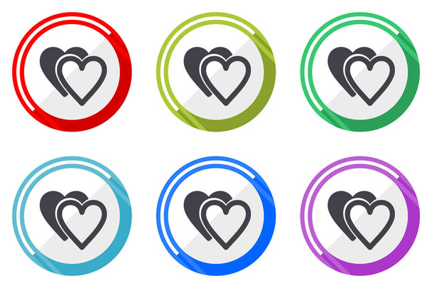 Love vector icon set. Colorful flat design web icons on white background in eps 10. - Vector, Image