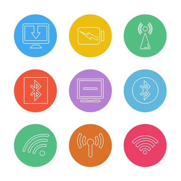 Computers, digital devices and gadgets buttons set of flat style icons - Vektori, kuva