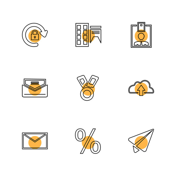 different minimalistic flat vector app icons with colorful circles on white background - Vector, Image