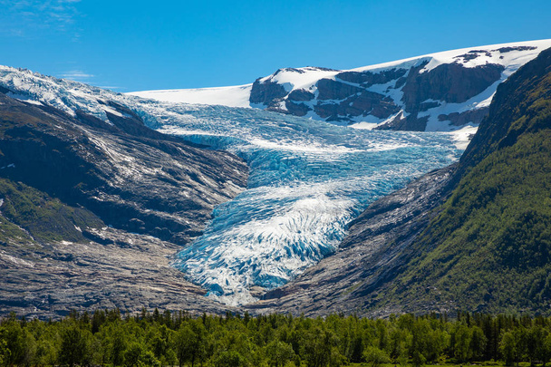 The blue Svartisen Glacier, north Norway - Fotoğraf, Görsel