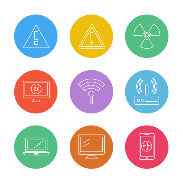 Computers, digital devices and gadgets buttons set of flat style icons - Vector, afbeelding