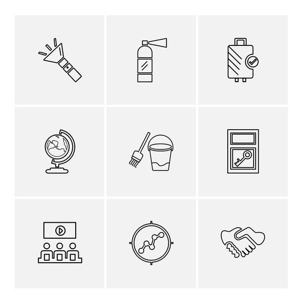 different minimalistic flat vector app icons on white background - Vector, Imagen