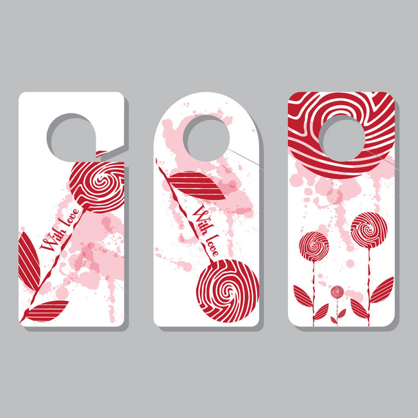 Set doorhangers. Background picture, pattern of doodles. Place for your text. Creative concept by hand maid. Design of events of handmasters, exhibitions, fairs. - Vektör, Görsel