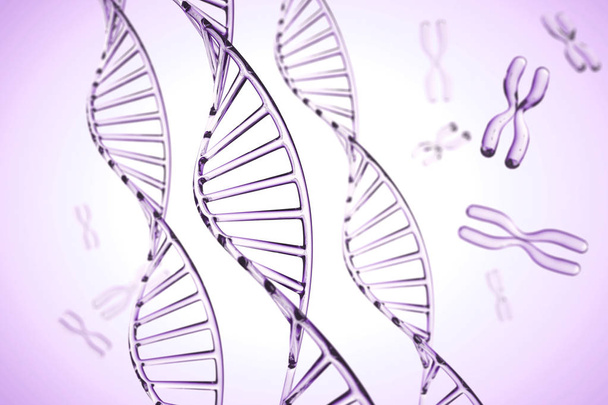 Abstrakter Hintergrund. DNA-Molekül mit X-Chromosomen - Foto, Bild