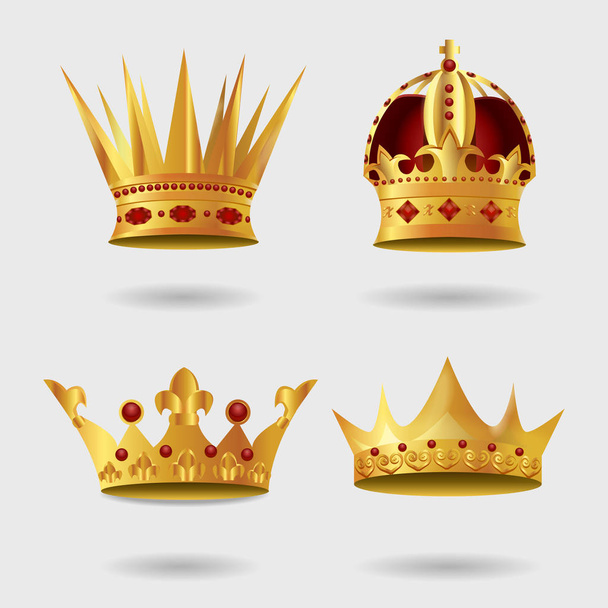 Set of Royal golden crown with Gradient Mesh - Wektor, obraz