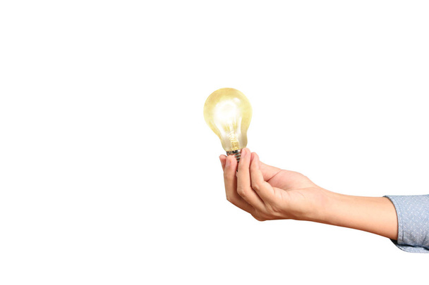 hand holding a light bulb with energy - Fotó, kép