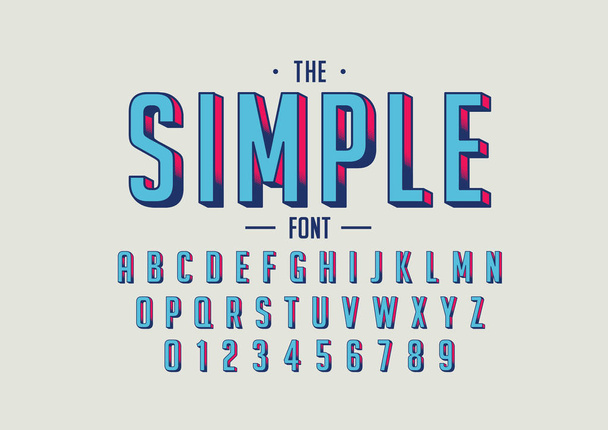 stylized font and alphabet with word simple, vector illustration   - Vector, Image