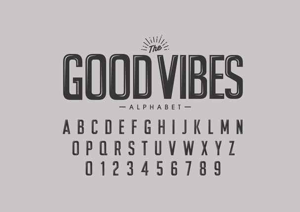 stylized font and alphabet with words good vibes, vector illustration   - Vector, Image