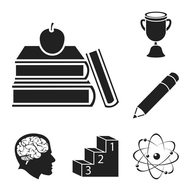 School en onderwijs zwarte pictogrammen in set collectie voor design. College, apparatuur en accessoires vector symbool voorraad web illustratie. - Vector, afbeelding