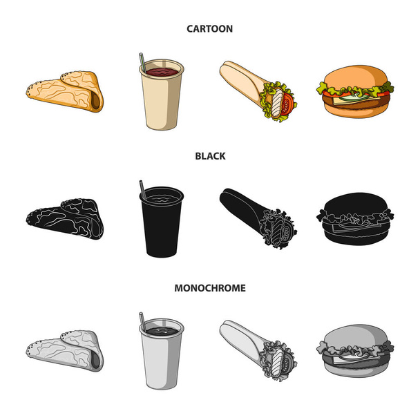 Snel, maaltijd, eten en andere web-pictogram in de tekenfilm, zwart, zwart-wit stijl. Pannenkoeken, meel, producten, pictogrammen in vaste collectie. - Vector, afbeelding