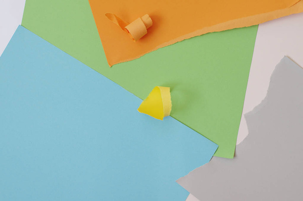 Colorful papergeometry flat composition  background. Top view - Photo, Image