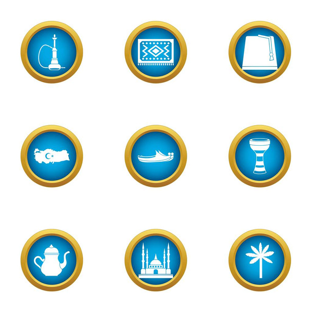 Mussulman icons set, flat style - Vector, Image