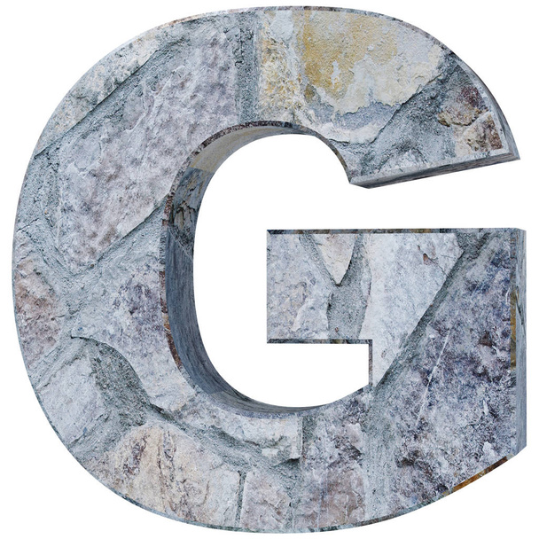 Capital letter - G from stone. 3D Render Illustration - Photo, image