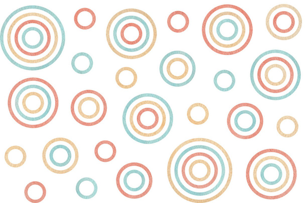 Aquarelle cercles bleu, beige et rose sur fond blanc
. - Photo, image