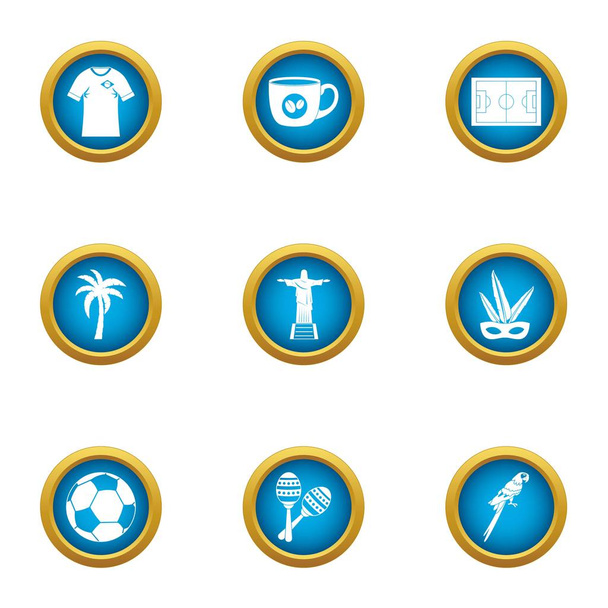 Heavenly place icons set, flat style - Διάνυσμα, εικόνα