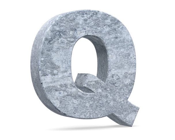 Concrete Capital Letter - Q isolated on white background . 3D render Illustration - Zdjęcie, obraz