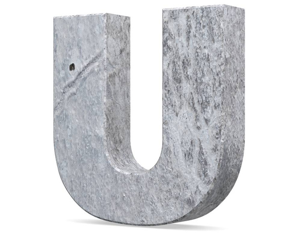 Concrete Capital Letter - U isolated on white background . 3D render Illustration - Фото, зображення