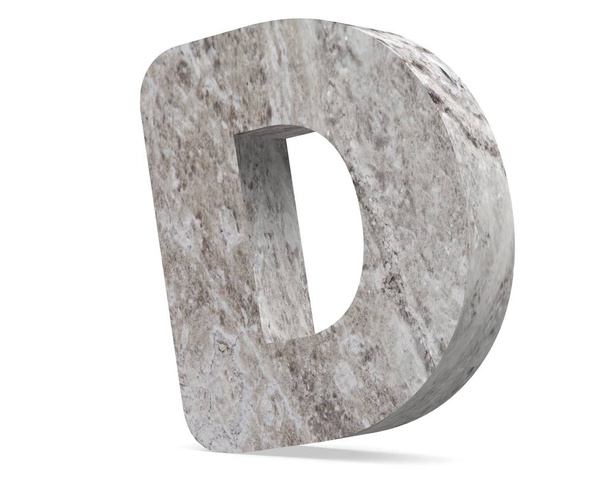 Concrete Capital Letter - D isolated on white background . 3D render Illustration - Фото, зображення